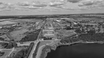 Classic Black and White High Angle Aerial View of England Great Britain's Landscape Cityscape photo