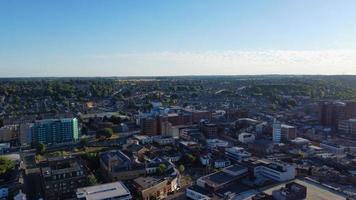 Aerial footage by drone high angle view of London Luton City of England Great Britain photo