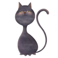 schwarze katze sitzt vorne in aquarell zur dekoration png