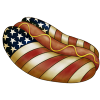 American Flag Hot Dog Decorative Artwork in Watercolor png