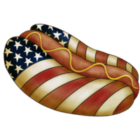 opera d'arte decorativa hot dog bandiera americana in acquerello png