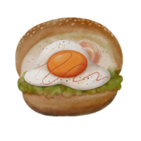 hamburguesa de huevo es un personaje de dibujos animados de acuarela png