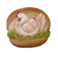 Chicken Burger is a Watercolor Cartoon Character png