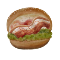 hamburguesa de tocino es un personaje de dibujos animados de acuarela png