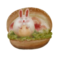 Rabbit meat Burger is a Watercolor Cartoon Character png