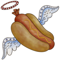 Illustration of a Fairy Hot Dog Decoration in Watercolor png