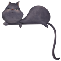 Decorative watercolor of a crouching cat for the top png