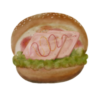 hamburger di prosciutto è un personaggio dei cartoni animati ad acquerello png