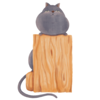 acuarela de gato negro sobre tablas de madera decorativas png