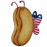 illustrazione ad acquerello di un hot dog farfalla png
