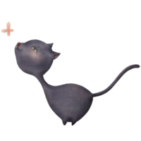 aquarela decorativa retrata um gato preto perseguindo borboletas png