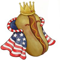 ilustración de una decoración de perro caliente rey en acuarela png