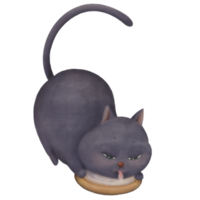 aquarela decorativa de um gato preto bebendo leite png