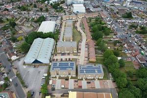 Imágenes aéreas de alto ángulo del polígono industrial dallow en la ciudad de luton, inglaterra, reino unido foto