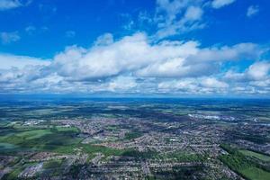 Aerial View of Luton Town of England and Railway Tracks, Residential Estate photo