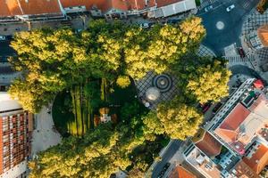 Top down drone view of Visconde da Luz square in Cascais, Portugal photo