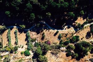 Top down aerial view of hiking path at Ribeira das Vinhas in Cascais, Portugal - photo