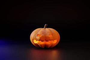 3D rendering Halloween Pumpkins on dark background photo