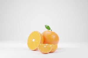 3D rendering orange with cut in half on white background photo