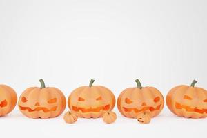 Representación 3D de calabazas de Halloween en fondo blanco foto
