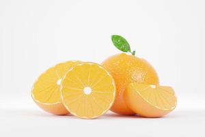 3D rendering orange with cut in half on white background photo