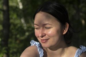 Close up portrait of a young Caucasian girl. photo