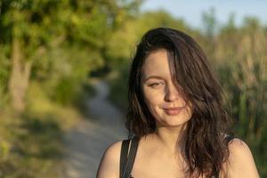 Close up portrait young beautiful woman. photo