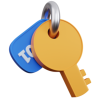 3d rendering yellow key with number tags isolated png