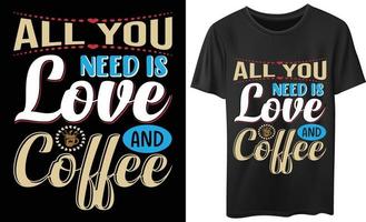 diseño de camiseta de vector de amor de café