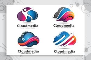 conjunto de colección de logotipo de vector de datos en la nube para datos de tecnología y servicio de software con un concepto moderno de color y estilo.