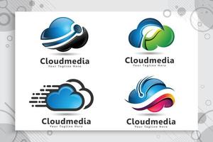 Set Collection of Cloud Data Vector logo for technology data and software service with modern color and style concept.