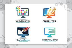 Set of computer mouse vector logo with modern concept designs, illustration for technology computer business company.