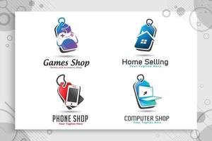 Set of home price tag vector logo with modern and simple style concept for application online shop service.