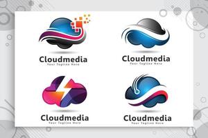 Set Collection of Cloud Data Vector logo for technology data and software service with modern color and style concept.