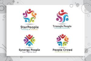 set collection of abstract illustration star people crowd vector logo with colorful and modern style concept as a symbol icon.