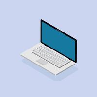 Laptop isometric vector.3d computer with keyboard.Smart notebook pc icon vector