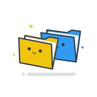 Cute open folder document cartoon concept isolated vector icon illustration flat style