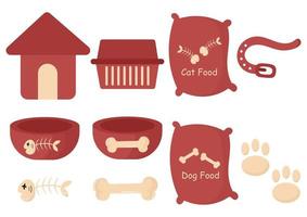a collection of illustrations of cat and dog supplies