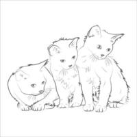 kitty cat diseño de página para colorear para niños ilustración de estilo de vector de stock para niños página para colorear de animales