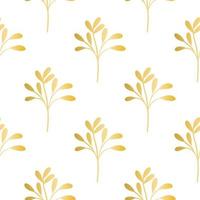 Golden botanical branches seamless pattern vector illustration