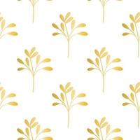 Golden botanical branches seamless pattern vector illustration