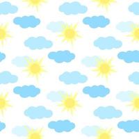 Sun and clouds seamless pattern vector illustration