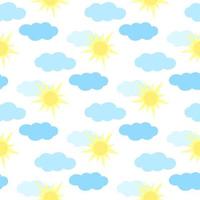 Sun and clouds seamless pattern vector illustration