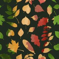 Fall of the leaves. Autumn leaves are drawn with chalk on the black chalkboard. Seamless pattern for textile, wallpapers, gift wrap and scrapbook. Vector illustration.