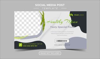 Editable Food and Restaurant Social Media Post Template Design. Social media banner for food business. Food social media template. Vegetable, Junk Food vector