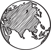 croquis de carte du monde de dessin à main levée sur le globe. png