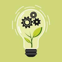 Light Bulb Ecology, Renewable Energy strategy concept. Green Light Bulb with leaf sprout symbol.  ESG, green energy and Sustainable industry. Go green. Eco friendly. Vector illustration.