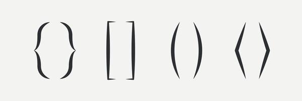 Text Brackets set. Code brackets icon. Punctuation for messages thin line. Typography. Vector