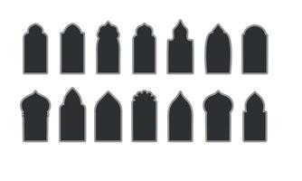 Set of arabic arch window and doors. Ramadan kareem shapes. Design elements door, frame,window. Vector illustration