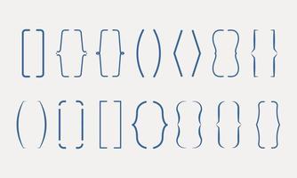 Text Brackets set. Code brackets icon. Punctuation for messages thin line. Typography. Vector